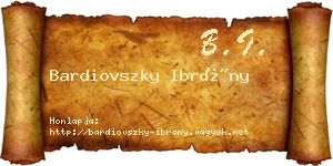 Bardiovszky Ibrány névjegykártya